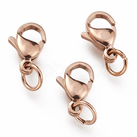 Ion Plating(IP) 304 Stainless Steel Lobster Claw Clasps STAS-G240-01C-RG-1