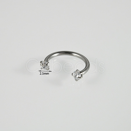 304 Stainless Steel Clear Cubic Zirconia Lip Rings WG22442-05-1