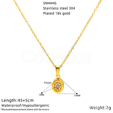304 Stainless Steel Crystal Rhinestone Pendant Necklaces for Women WG594E0-02-1
