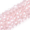 Transparent Electroplate Glass Beads Strands, Pearl Luster Plated, Faceted, Bicone, Misty Rose, 2.9~3.3x2.5mm, Hole: 0.7mm, about 145~150pcs/strand, 41.5~42cm