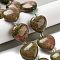 Natural Unakite Beads Strands, Heart, with Seed Beads, 19~19.5x20x10mm, Hole: 1.5mm, about 17pcs/strand, 15.75 inch(40cm)