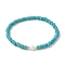 Synthetic Turquoise Rondelle & Natural Pearl Beaded Stretch Bracelets, Inner Diameter: 2-1/4 inch(5.8cm)