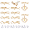 BENECREAT 10Pcs Brass Bowknot Stud Earring Findings, with Horizontal Loops, with 30Pcs Plastic Ear Nuts, Real 18K Gold Plated, 4.3x13.5mm, Hole: 1mm, Pin: 0.7mm