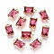 Brass Glass Rhinestone Pendants, Long-Lasting Plated, Cadmium Free & Lead Free, Rectangle, Light Gold, Rose, 10x6x4.5mm, Hole: 1.4mm