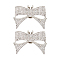 Alloy Rhinestone Shoe Decorations, Detachable Shoe Buckle Clips, with Iron Findings, Bowknot, Platinum, 36x53x11.5mm, 2pcs/box