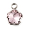 304 Stainless Steel Pendants, with Rhinestone, Stainless Steel Color, Star, Light Peach, 10x7.5x4mm, Hole: 1.8mm