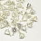 Alloy Charms, with Cubic Zirconia, Triangle, Clear, Silver Color Plated, 11x9x5mm, Hole: 1mm