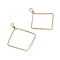 Copper Open Back Bezel Pendants, Rhombus, Golden, 38x30x3mm, Hole: 2.5x2mm