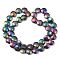 Electroplated Natural Lava Rock Beads Strands, Flat Round, Rainbow Plated, 10x4.5mm, Hole: 1.2mm, about 40~41pcs/strand, 15.43''~15.75''(39.2~40cm)