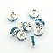 Brass Grade A Rhinestone Spacer Beads, Silver Color Plated, Nickel Free, Rondelle, Aquamarine, 8x3.8mm, Hole: 1.5mm