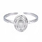 Non-Tarnish 304 Stainless Steel Open Cuff Finger Ring Cabochon Settings, Oval, Stainless Steel Color, US Size 7 3/4(17.9mm), Tray: 4x5.5mm