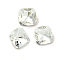 Glass Rhinestone Cabochons, Flat Back & Back Plated, Faceted, Square, Light Azore, 4x4x2mm