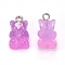 Resin Pendants, with Platinum Plated Iron Findings, Bear, Imitation Jelly, Colorful, 20.5x10.5x6.5mm, Hole: 2mm