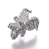 Brass Micro Pave Cubic Zirconia Slide Charms ZIRC-F099-21P-3
