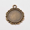 Flower Alloy Pendant Cabochon Settings and Half Round/Dome Clear Glass Cabochons DIY-X0221-AB-FF-4