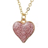 Alloy Indian Red Enamel Heart Pendant Neckiaces with Glitter Powder for Women NJEW-JN05002-1
