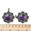Natural Amethyst & Brass Pendants G-K338-09AS-03-3
