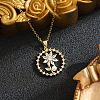 Brass Pave Clear Cubic Zirconia Ring with Flower Pendant 201 Stainless Steel Cable Chain Necklaces for Women WGD11B6-01-1