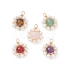 5Pcs 5 Styles Natural Mixed Gemstone Copper Wire Wrapped Pendants PALLOY-TA00038-1
