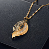 Leaf Alloy Rhinestone Pendant Necklaces & Stud Earrings Sets FS-WG55378-01-2