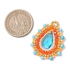 Natural Dyed Magnesite Faceted Round and Glass Seed Beaded Pendants PALLOY-MZ01218-02-2