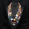 Bohemian Style Nuggets Wood Beaded Multilayer Necklaces for Women WG93846-12-1