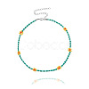 Bohemian Daisy Flower Glass Seed Beaded Necklaces with Alloy End Chains FS-WGC49A6-14-1