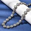 Brass Micro Pave Clear Cubic Zirconia Flat Round Link Chain Necklaces for Women NJEW-B157-18P-2