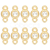 10Pcs 925 Sterling Silver Pave Clear Cubic Zirconia Flat Round Links Connector Charms STER-BC0004-22G-1