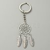 Woven Net/Web with Feather Pendant Alloy Keychain KEYC-WH0004-74AS-1