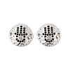 Brass Micro Pave Black Cubic Zirconia Disc with Hamsa Hand Connector Charms KK-P300-24P-02-1