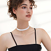 Brass Micro Pave Clear Cubic Zirconia Snowflake Pendant Single Face White Velvet Ribbon & Brass Chain Double Layered Choker Necklaces NJEW-TAC0037-8