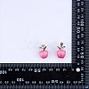 10Pcs Apple Gemstone Charm Pendant Crystal Quartz Healing Natural Stone Pendants Pink Silver Buckle for Jewelry Necklace Earring Making Crafts JX525A-8