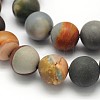 Frosted Round Natural Polychrome Agate Beads Strands G-N0166-67-6mm-2