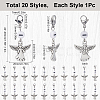 20Pcs Number Acrylic Beaded Pendant Locking Stitch Markers with Alloy Angel HJEW-SC00043-2