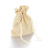 Polyester Imitation Burlap Packing Pouches Drawstring Bags ABAG-R005-9x7-13-1