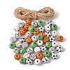 50Pcs 5 Styles Printed Natural Wood European Beads WOOD-YW0001-06-2
