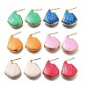 Shell Shape Brass Stud Earrings EJEW-G424-01G-4