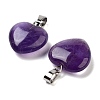 Natural Amethyst Charms HEAR-PW0001-057-37-3