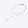 Natural Flower Amazonite Lariat Necklaces NJEW-JN01961-02-1