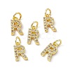 Real 18K Gold Plated Brass Micro Pave Clear Cubic Zirconia Charms KK-E068-VB452-R-4