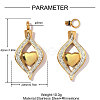 304 Stainless Steel witih White Enamel & Crystal Rhinestone Pendants SA-OY003-58G-02-2