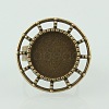 Vintage Adjustable Iron Finger Ring Components Alloy Cabochon Bezel Settings PALLOY-O039-22AB-NF-2