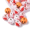 40Pcs 4 Colors Halloween Theme Printed Natural Wooden Beads WOOD-FS0001-03-3