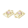 Rack Plating Alloy Glass Pendants PALLOY-P291-06G-02-3