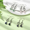 4 Pairs 4 Style Natural Mixed Genstone Round Beaded Dangle Earrings EJEW-TA00298-2