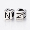 304 Stainless Steel Large Hole Letter European Beads X-STAS-H428-01AS-N-2