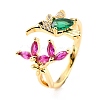 Brass Micro Pave Cubic Zirconia Cuff Rings RJEW-K233-38G-1