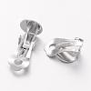 Nickel Free Platinum Color Brass Clip-on Earring Base Blank Settings X-KK-H168-N-NF-2