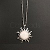 Natural White Jade Sun Pendant Alloy Chain Vintage Necklaces WB3716-5-1